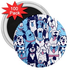 Dogs Seamless Pattern 3  Magnets (100 pack)