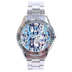 Dogs Seamless Pattern Stainless Steel Analogue Watch