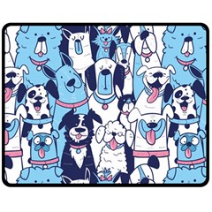 Dogs Seamless Pattern Two Sides Fleece Blanket (medium) by uniart180623