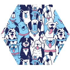 Dogs Seamless Pattern Wooden Puzzle Hexagon by uniart180623