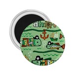 Seamless Pattern Fishes Pirates Cartoon 2.25  Magnets Front