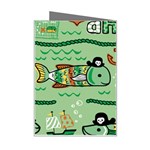 Seamless Pattern Fishes Pirates Cartoon Mini Greeting Card Right