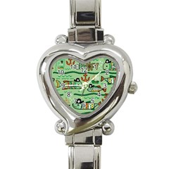 Seamless Pattern Fishes Pirates Cartoon Heart Italian Charm Watch by uniart180623