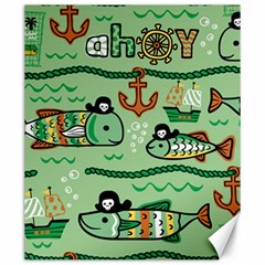 Seamless Pattern Fishes Pirates Cartoon Canvas 20  X 24  by uniart180623