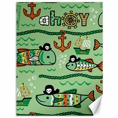 Seamless Pattern Fishes Pirates Cartoon Canvas 36  X 48  by uniart180623