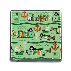 Seamless Pattern Fishes Pirates Cartoon Memory Card Reader (square 5 Slot) by uniart180623