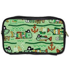 Seamless Pattern Fishes Pirates Cartoon Toiletries Bag (one Side) by uniart180623