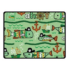 Seamless Pattern Fishes Pirates Cartoon Fleece Blanket (small) by uniart180623