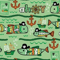 Seamless Pattern Fishes Pirates Cartoon Play Mat (rectangle) by uniart180623