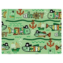 Seamless Pattern Fishes Pirates Cartoon Premium Plush Fleece Blanket (extra Small) by uniart180623