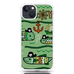 Seamless Pattern Fishes Pirates Cartoon Iphone 13 Tpu Uv Print Case