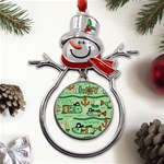 Seamless Pattern Fishes Pirates Cartoon Metal Snowman Ornament Front