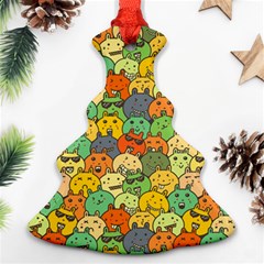 Seamless Pattern With Doodle Bunny Christmas Tree Ornament (two Sides) by uniart180623