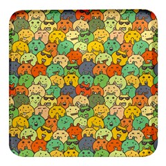 Seamless Pattern With Doodle Bunny Square Glass Fridge Magnet (4 Pack)