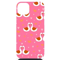 Swan-pattern-elegant-style Iphone 14 Plus Black Uv Print Case