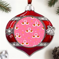 Swan-pattern-elegant-style Metal Snowflake And Bell Red Ornament