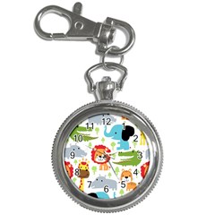 Seamless-pattern-vector-with-animals-cartoon Key Chain Watches by uniart180623