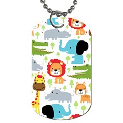 Seamless-pattern-vector-with-animals-cartoon Dog Tag (one Side) by uniart180623