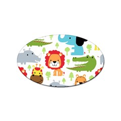 Seamless-pattern-vector-with-animals-cartoon Sticker Oval (10 Pack) by uniart180623