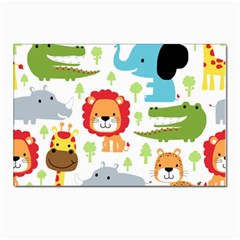 Seamless-pattern-vector-with-animals-cartoon Postcard 4 x 6  (pkg Of 10) by uniart180623