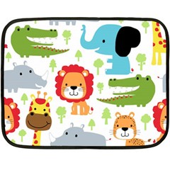 Seamless-pattern-vector-with-animals-cartoon Two Sides Fleece Blanket (mini) by uniart180623