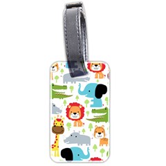 Seamless-pattern-vector-with-animals-cartoon Luggage Tag (two Sides) by uniart180623