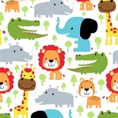 Seamless-pattern-vector-with-animals-cartoon Play Mat (rectangle) by uniart180623