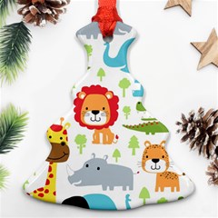 Seamless-pattern-vector-with-animals-cartoon Ornament (christmas Tree)  by uniart180623