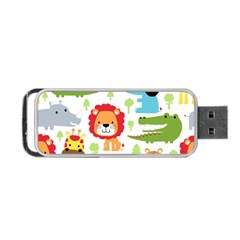 Seamless-pattern-vector-with-animals-cartoon Portable Usb Flash (two Sides) by uniart180623