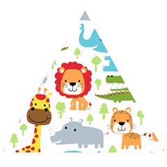 Seamless-pattern-vector-with-animals-cartoon Wooden Puzzle Triangle by uniart180623