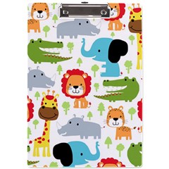 Seamless-pattern-vector-with-animals-cartoon A4 Acrylic Clipboard by uniart180623