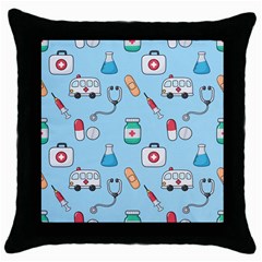 Medical-seamless-pattern Throw Pillow Case (black) by uniart180623