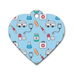 Medical-seamless-pattern Dog Tag Heart (one Side) by uniart180623