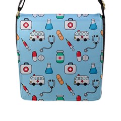 Medical-seamless-pattern Flap Closure Messenger Bag (l) by uniart180623