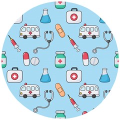 Medical-seamless-pattern Wooden Puzzle Round by uniart180623