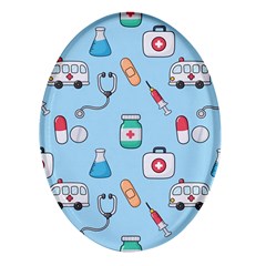 Medical-seamless-pattern Oval Glass Fridge Magnet (4 Pack)