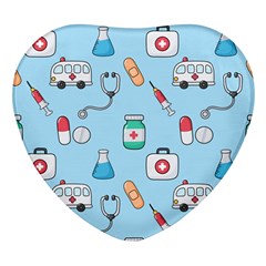 Medical-seamless-pattern Heart Glass Fridge Magnet (4 Pack)