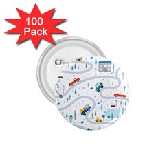 Cute-children-s-seamless-pattern-with-cars-road-park-houses-white-background-illustration-town 1 75  Buttons (100 Pack)  by uniart180623