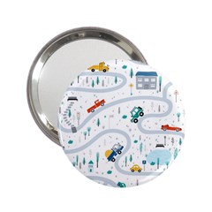 Cute-children-s-seamless-pattern-with-cars-road-park-houses-white-background-illustration-town 2 25  Handbag Mirrors by uniart180623