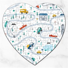 Cute-children-s-seamless-pattern-with-cars-road-park-houses-white-background-illustration-town Jigsaw Puzzle (heart) by uniart180623