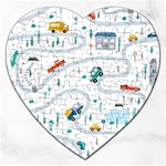 Cute-children-s-seamless-pattern-with-cars-road-park-houses-white-background-illustration-town Jigsaw Puzzle (Heart) Front