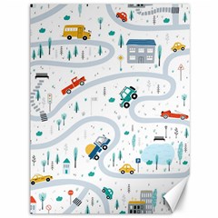 Cute-children-s-seamless-pattern-with-cars-road-park-houses-white-background-illustration-town Canvas 36  X 48  by uniart180623