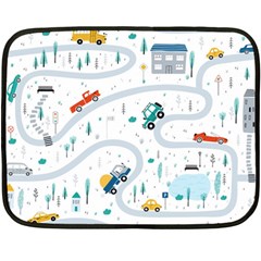 Cute-children-s-seamless-pattern-with-cars-road-park-houses-white-background-illustration-town Fleece Blanket (mini) by uniart180623