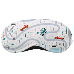 Cute-children-s-seamless-pattern-with-cars-road-park-houses-white-background-illustration-town Sleeping Mask by uniart180623