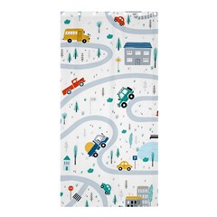 Cute-children-s-seamless-pattern-with-cars-road-park-houses-white-background-illustration-town Shower Curtain 36  X 72  (stall)  by uniart180623