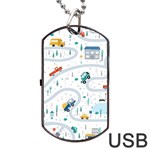 Cute-children-s-seamless-pattern-with-cars-road-park-houses-white-background-illustration-town Dog Tag USB Flash (Two Sides) Front