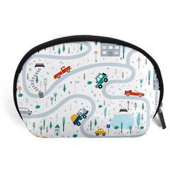 Cute-children-s-seamless-pattern-with-cars-road-park-houses-white-background-illustration-town Accessory Pouch (large) by uniart180623