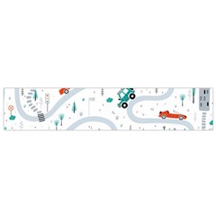 Cute-children-s-seamless-pattern-with-cars-road-park-houses-white-background-illustration-town Small Premium Plush Fleece Scarf by uniart180623