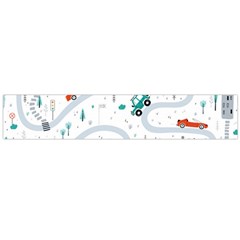 Cute-children-s-seamless-pattern-with-cars-road-park-houses-white-background-illustration-town Large Premium Plush Fleece Scarf  by uniart180623