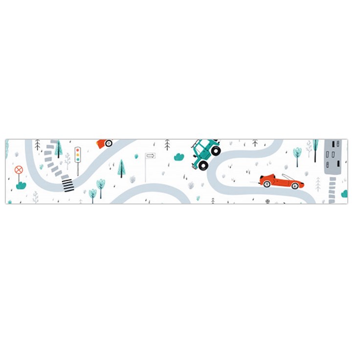 Cute-children-s-seamless-pattern-with-cars-road-park-houses-white-background-illustration-town Large Premium Plush Fleece Scarf 